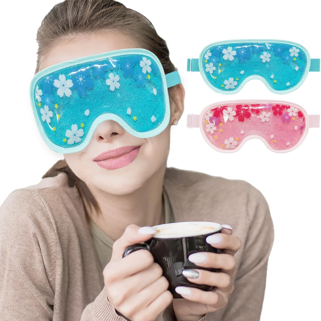 ZNÖCUETÖD Ice Mask Gel Koeling 2 Packs Herbruikbare koude compress Eye Ice Pack voor donkere cirkels en gezwollenheid, Migraine, Stress Relief
