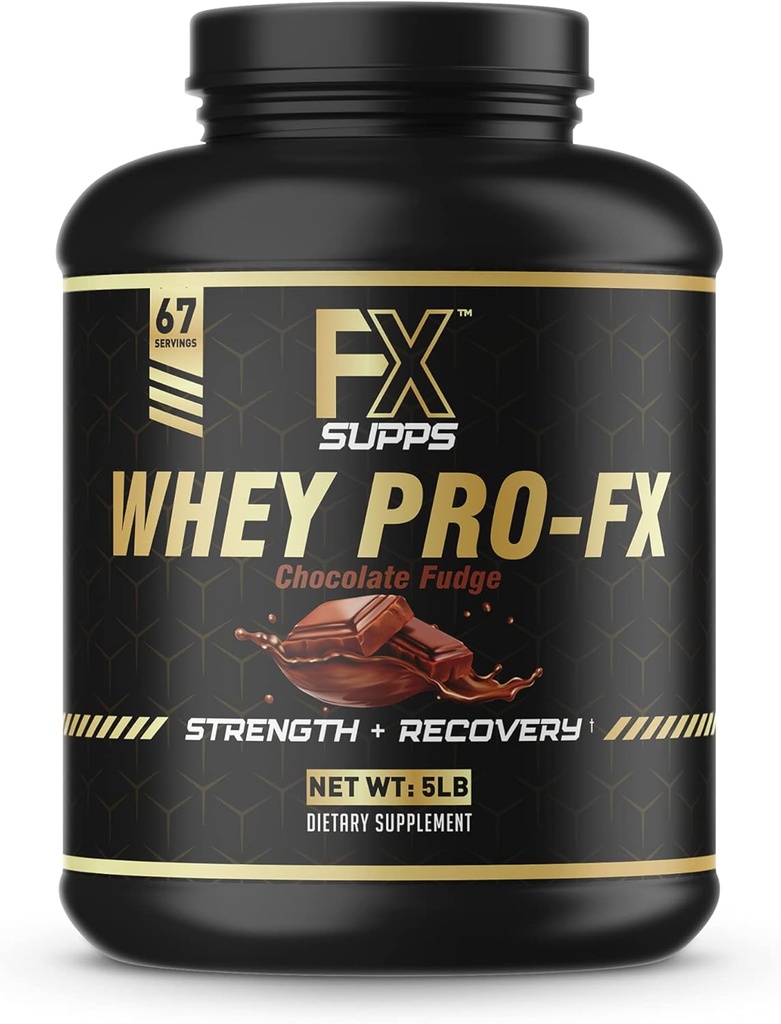 FXSUPPS Whey Pro-FX Proteïnepoeder (Chocolate) Ideale Post Workout Herstel Supplement met natuurlijk voorkomende BCAA voor mannen en vrouwen, ondersteunt spierherstel en sterkte, 5,0 pond