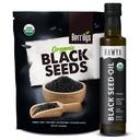 RAWYA Black Seeds + Black Seed Oil - USDA Organic Certified, Cold Pressed, Nigella Sativa, Cumin Seed Oil, Kalonji, Premium Quality, High Thymochinon, Pure & Natural, 8.4 Oz + 16 Oz Seeds