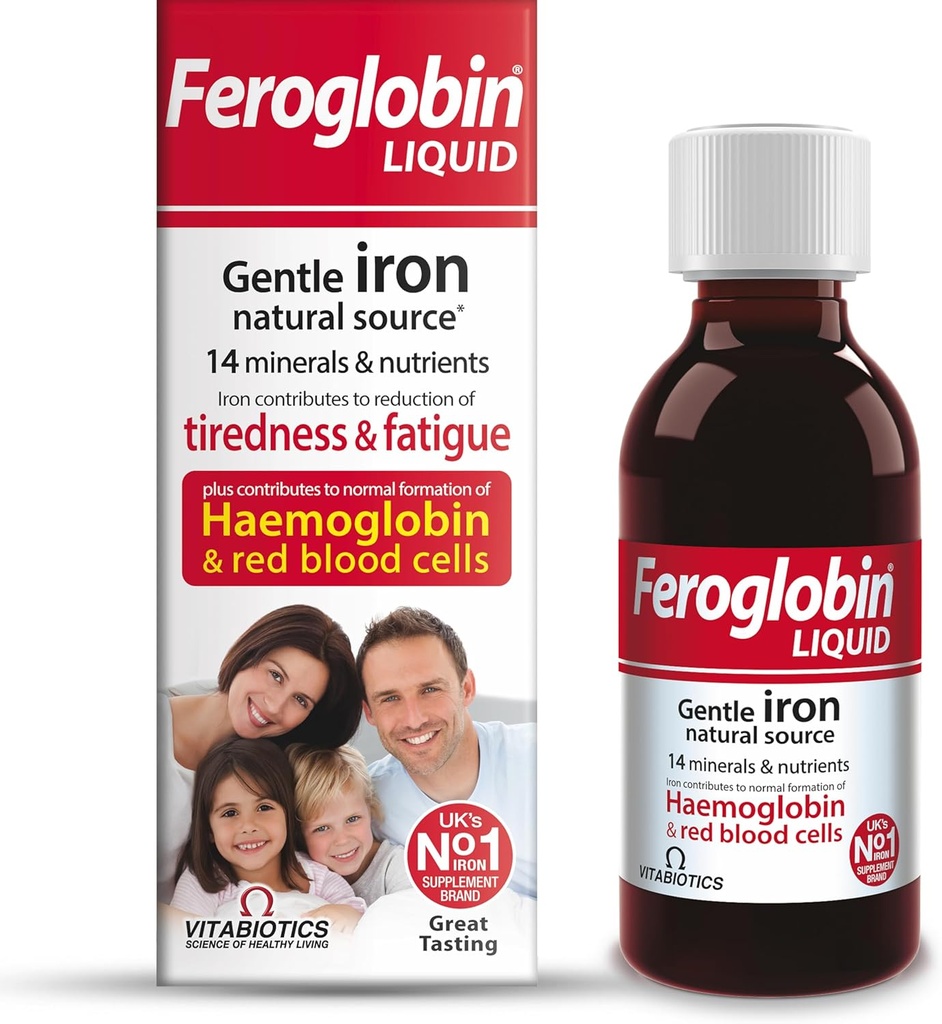 Feroglobin Voorzichtig ijzer en voedingsvloeistof - Verminder vermoeidheid en vermoeidheid