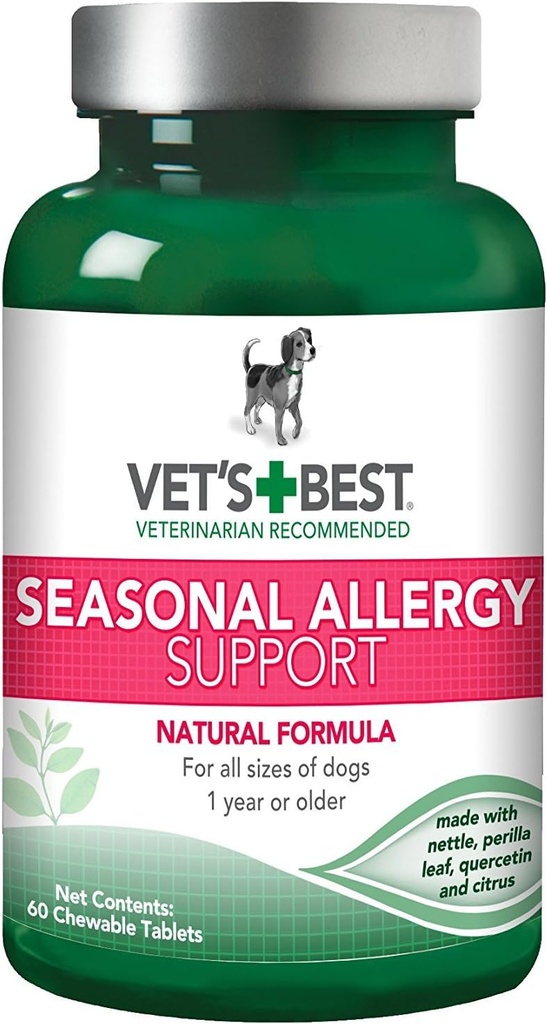 Meilleurs chews d'allergie pour chiens, Chews d'allergie saisonnière pour chiens, Chien démangeaisons de peau Chews, Anti démangeaison pour chiens, 60 comprimés à mâcher