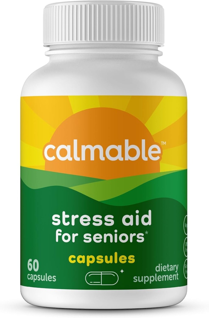 Stress Aid Supplement voor Senioren Feel Happy, Calm, Focused and Relaxed L Theanine, Phosphatidylserine, Ashwagandha 