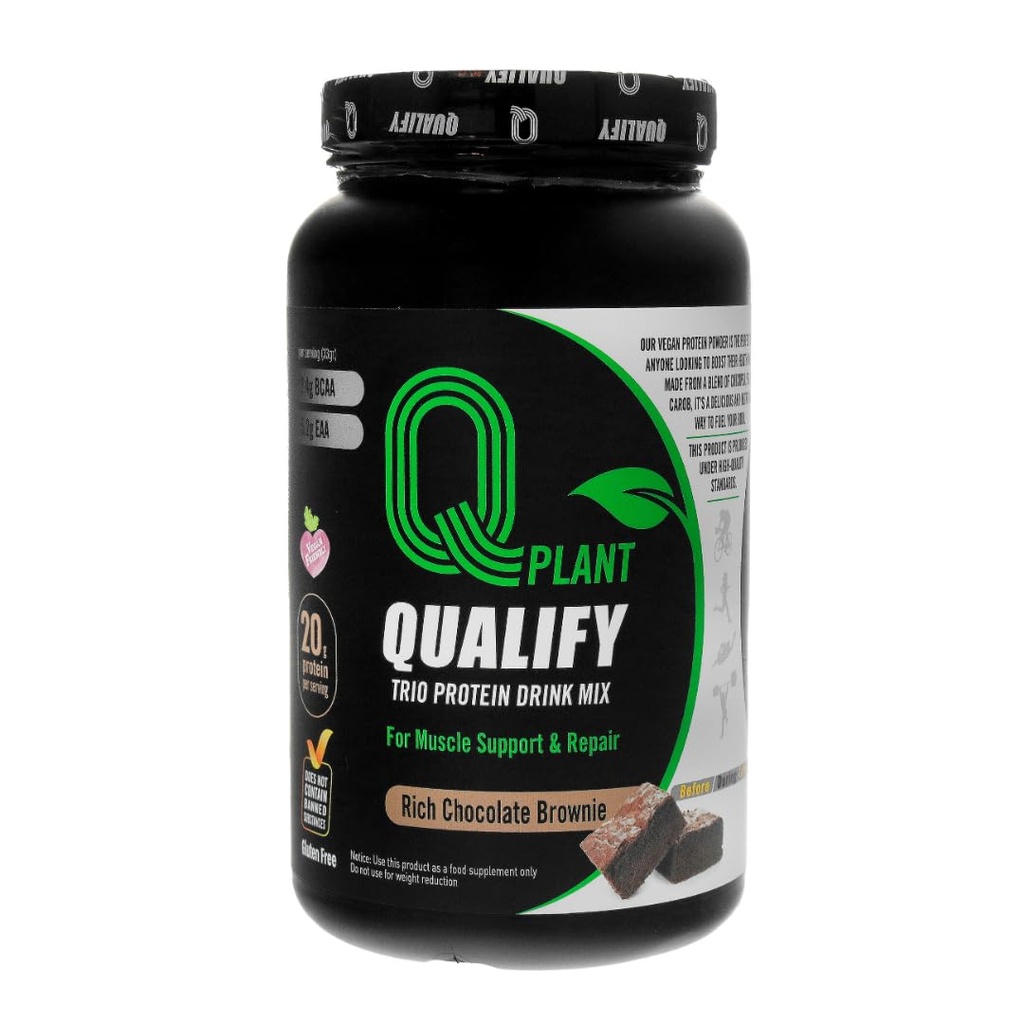 Plant Proteïne Poeder Mix, Trio Rijke Chocolade Brownie Smaak, Glutenvrij, Veganistisch, Hoog Kosjer, 20g Proteïne, 2.4g BCAA, 26,4 Ounce