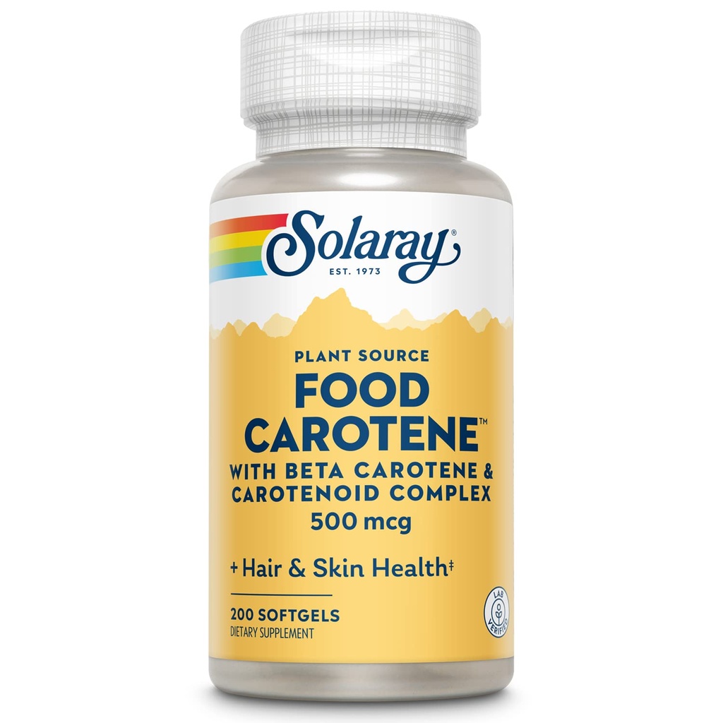 Carotène alimentaire SOLARAY, vitamine A 10000 UI, peau saine, yeux, antioxydant et immunosupport (200 CT)
