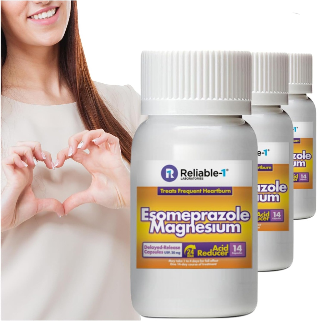 Betrouwbare-1 Laboratoria Esomeprazol Magnesium vertraagd - Release Capsules USP 42 Tellen, 20Mg Best Acid Reducer (3 Flessen, 14 Tellen/ea)