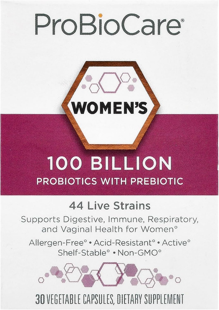 ProBioCareProbiotic for Women 100 Miljard CFUs, Supports Digestive, Immune & Gut Health Promoot gezonde Microbiome Balance & Nutrient Absorptie (30 Plantaardige Capsules)