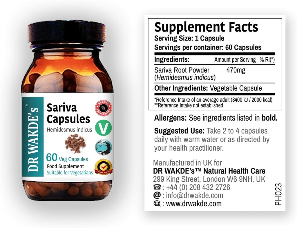 DR WAKDE'S Sariva Capsules (Anantomoola 