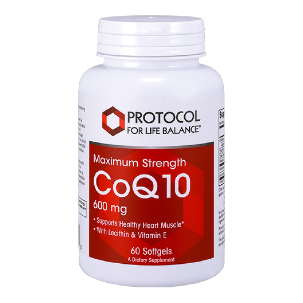 PROTOCOL FOR LIFE BALANCE CoQ10 600mg - with Vitamin E & Soy Lecithin - CoQ10 Supplement - Halal & Egg Free - 60 Softgels