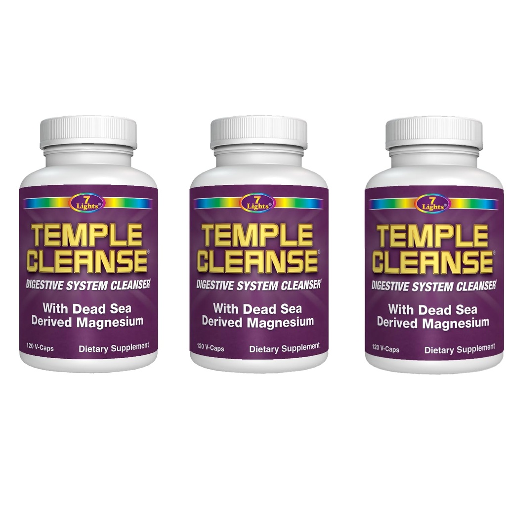 7 licht Temple Cleanse 3-pack Special, Magnesium, Zuurstof-gebaseerde Colon Reiniging Detox, Verlicht Occasional Constipatie met geen gas of opgeblazen, body detox en reiniging voor vrouwen en mannen
