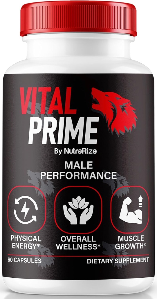 NutraRize Officiële Vital Prime Capsule voor mannen, Ondersteunt vertrouwen en prestaties, Alle natuurlijke mannelijke formule voor algemene gezondheid en welzijn, VitalPrime Complex (60 capsules)