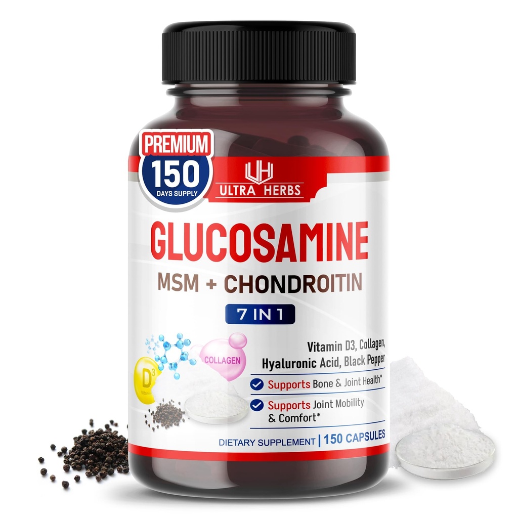 Glucosamine Chondroitin MSM - Joint Mobility Support Supplement Enhanced with Collageen, Hyaluronic Acid, Vitamine D3 