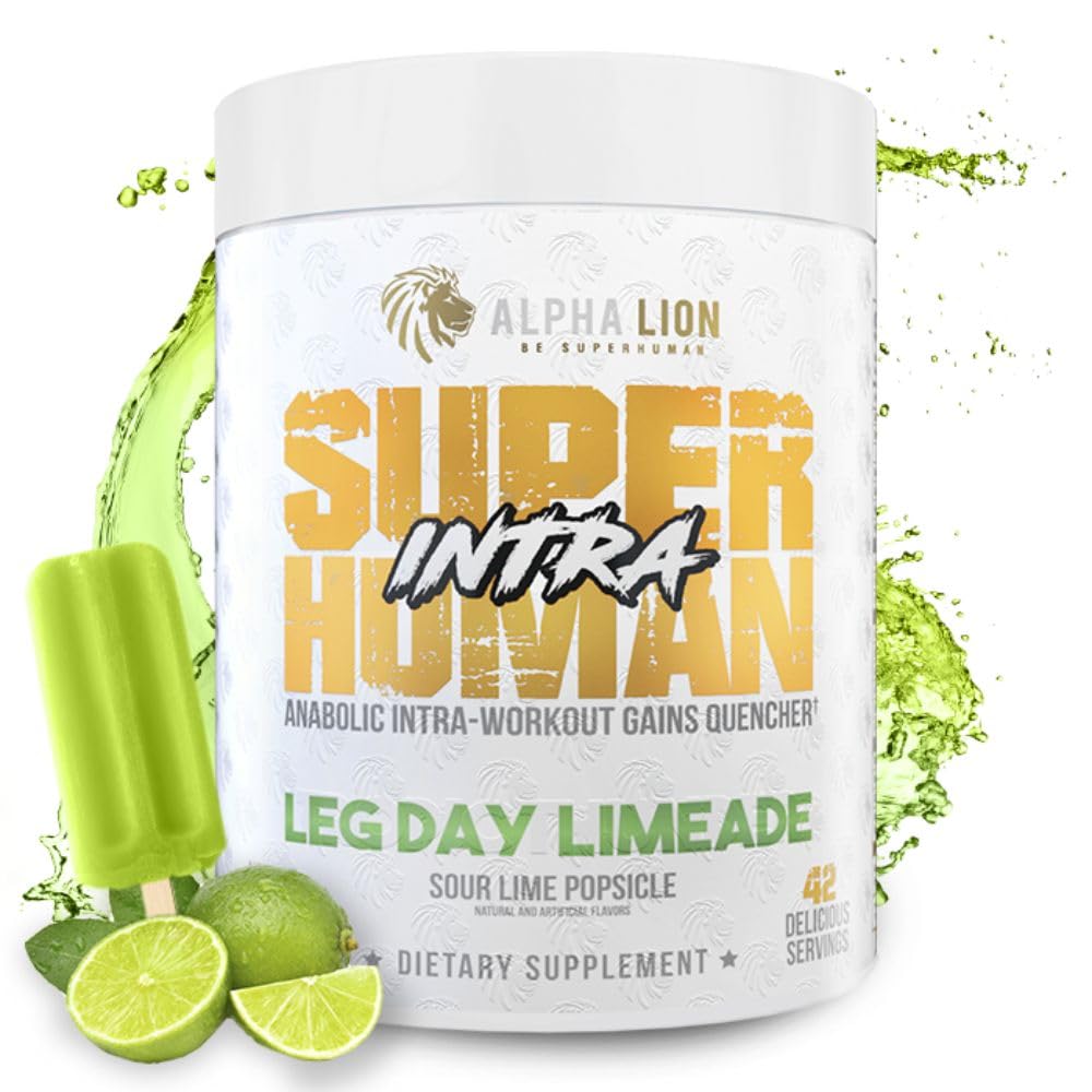 ALPHA LION Superhuman Intra Workout Powder for Men & Women, Amino Acids Drink, Muscle Recovery Supplement, BCAA Powder, Electrolytes & Hydration Mix (42 Serves, Lime Flavor)