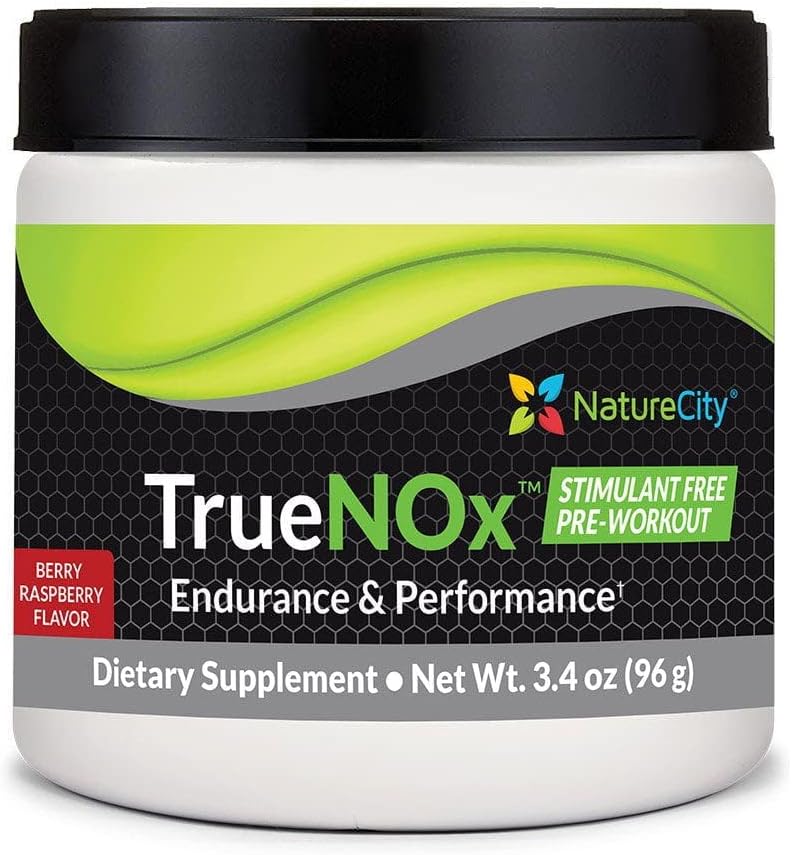 NatureCity True-NOx Nitric Oxide Supplements for Men and Women - Pre-Workout Booster Powder ft. Nitrosogine L-Arginine, Peak ATP, & Beetwortelsap Nitric Oxide Powder - Glutenvrij, Keto, Non GMO