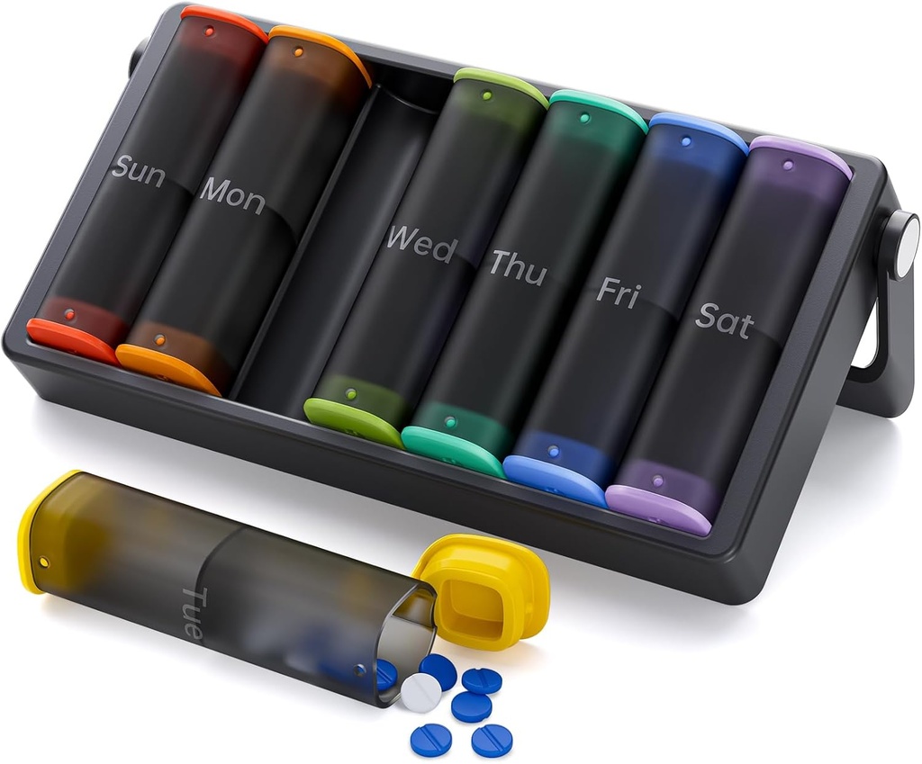 Weekly Pill Organizer 3 Times a Day(Black) en Weekly Pill Organizer Twee keer per dag(Translucent-Black)