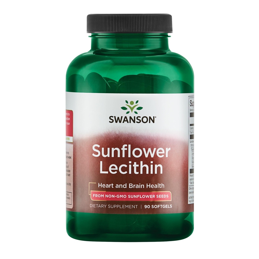 Swanson Zonnebloem Lecithin - Herbal Supplement Promoting Healthy Brain Function - Natural Formula Supporting Heart Health & Healthy Lipid Balance - (90 Softgels, 1200mg Each)