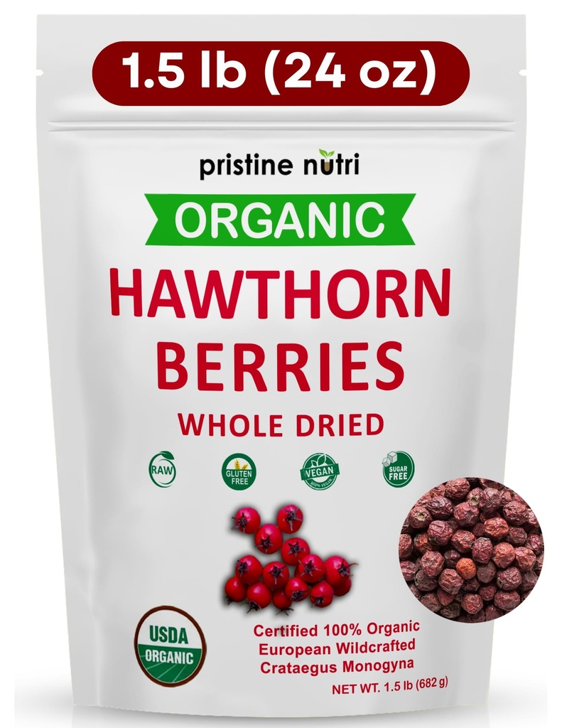 1,5 lbs (24 oz) 100% bio Hawthorn Berries Séché Bulk.
