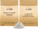 PURE ORIGINEEL INGREDIËNTEN L-Lysine HCI en Vitamn C Powder Bundle, 1 lb Each, Non-GMO, Glutenvrij, Dieetsupplementen