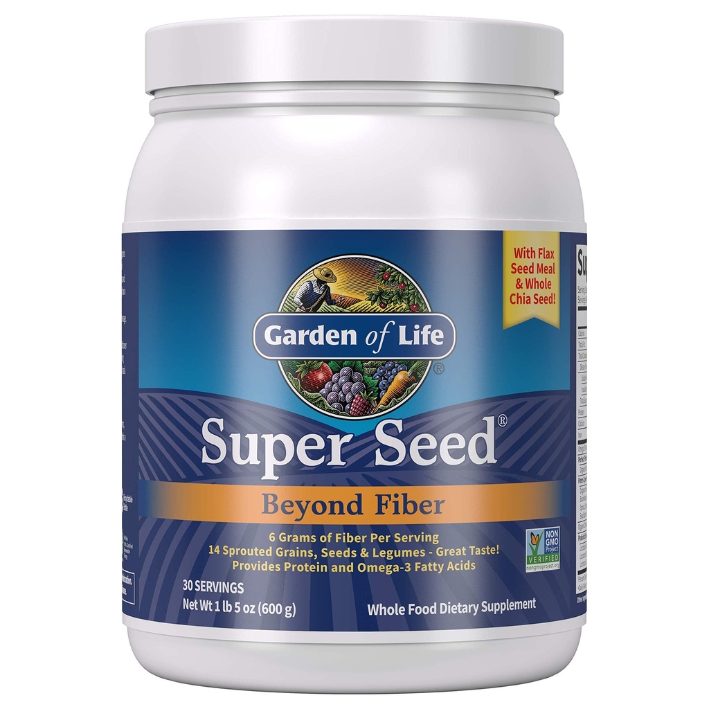 Garden of Life Super Seed - Vegetarisch Whole Food Fiber Supplement met eiwit en Omega 3, 5oz (600g) Poeder