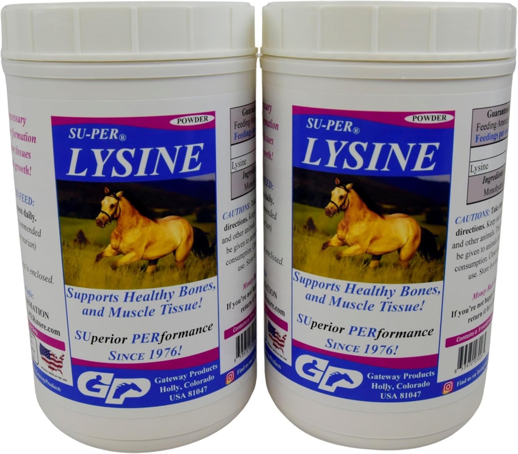 SU-PER Lysine supplement voor paarden - Ondersteunt gezonde botten en spierweefsels - Equine Essential Amino Acid - 2,5 pond, (2 verpakkingen)