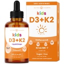 NutraChamps Kids Vitamine D 3 K2 druppels, vitamine D3 & K2 MK-7, vloeibare vitamine D voor kinderen 1000 IE, gezonde botten, hart en immuunsysteem, suikervrije supplement voor peuters, 300 porties