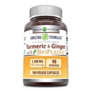 Verbazingwekkende formules Kurkuma Curcumin & Gember met BioPerine Supplement 