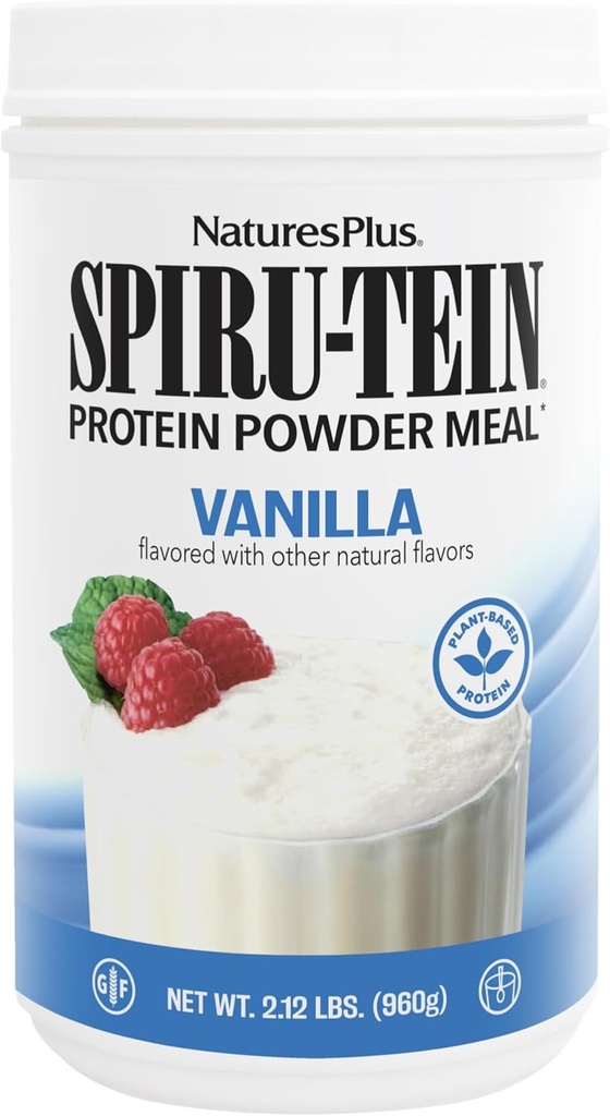 NaturesPlus SPIRU-TEIN, Vanille - 2.12 lbs, Pack of 3 - Spirulina Proteïne Poeder - Vitaminen en Mineralen voor Energie - Vegetarisch, Glutenvrij - 96 Totaal