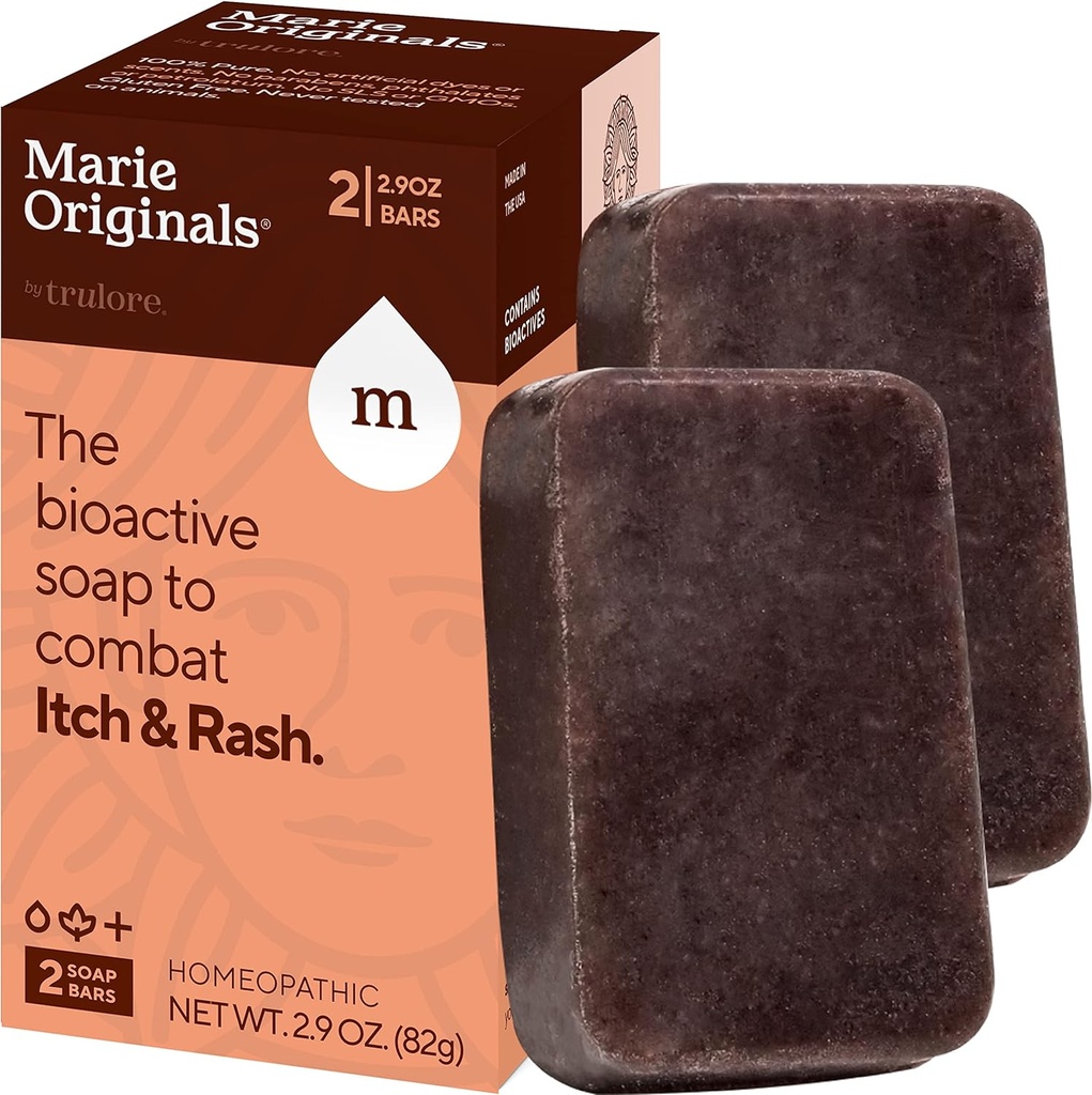 Marie Originals Itch Relief Soap Body Wash Bar - Alle natuurlijke Instant Relief van Insect Bites, Chicken Pox, Chiggers en andere huid irritaties dwz. Anti-jeuk Kalmerende Zeep (2 verpakkingen)