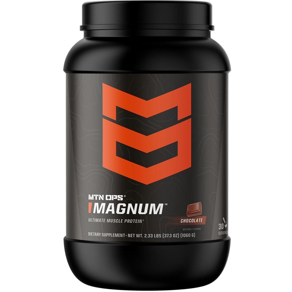 MTN OPS Magnum Chocolate Protein Powder, 23g of Whey Isolate Protein & Milk Protein with BCAAs, Zero Sugar & Gluten Free, 30-Servings