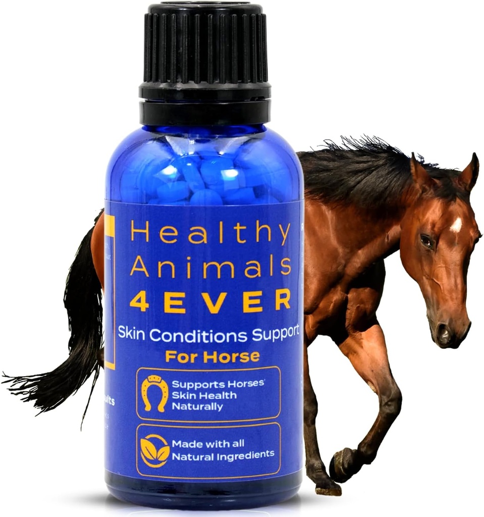 HA4E - Soutien de l'état de la peau des chevaux - aide à prévenir la dermatite, la rotule et la tordeuse - supplément homéopathique naturel très efficace - 300 Comprimés
