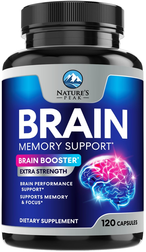 Hersengeheugensupplement Pillen - 3X Strength Nootropics for Concentration, Clarity & Focus Support - Hersengezondheid Cognitieve vitamines met Bacopa, Fosfatidylserine & DMAE, Brain Booster, 120 capsules