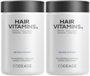 Codeage Haarvitaminen 10000 mcg Biotine, Keratine, Collageen, Vitamine A, B12, C, D3, E, Zink, Kurkuma, Probiotica, Enzymen, Inositol - Hair Care Support - gezonde Hair Supplement Pillen - 2 Pack