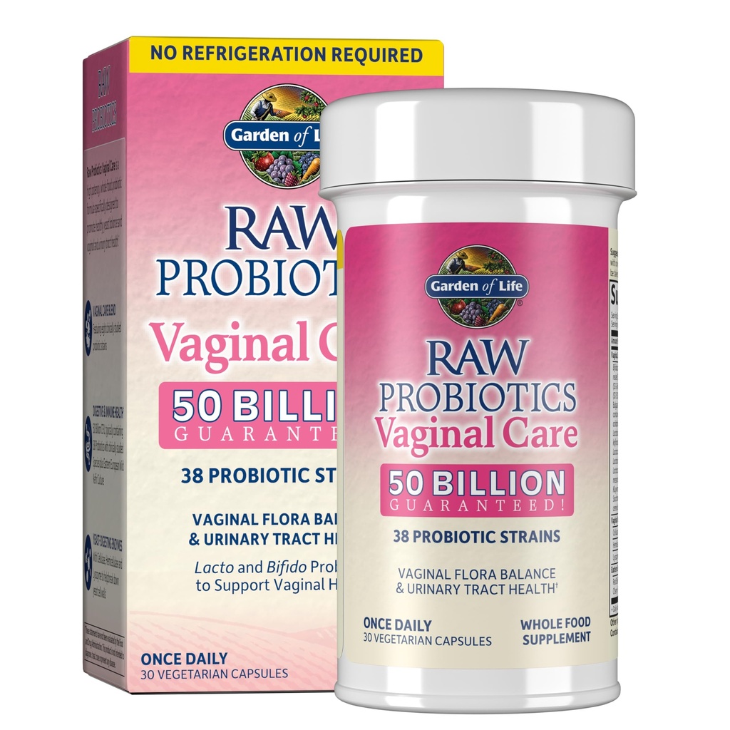 Tuin van het leven Rauwe Probiotica Vaginale Zorg - 50 miljard CFU - 38 Probiotische Strains - Ondersteunt Vaginale en Urinaire Tract Gezondheid - Plank Stabiel - 30 Vegetarische Capsules