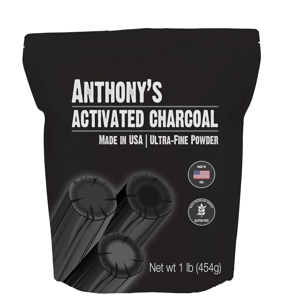 Anthony's geactiveerde Charcoal, 1 lb, Made in USA, Ultra Fine, Glutenvrij en voedselkwaliteit
