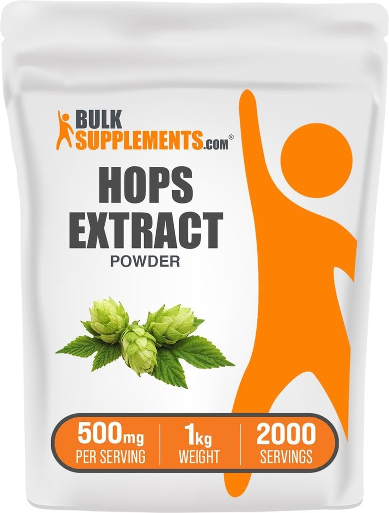 BulkSupplements.com Hop Extract Poeder - Kruidensupplement, afkomstig van Hop Bloemen - Glutenvrij, 500mg per portie, 1kg (2,2 lbs) (verpakking van 1)