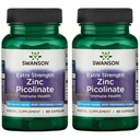 Swanson Premium Merk Extra sterkte Zink Picolinaat - Body Preferred Form Immune Health Capsules - 50 mg per capsule - 60 capsules, Verpakking van 2