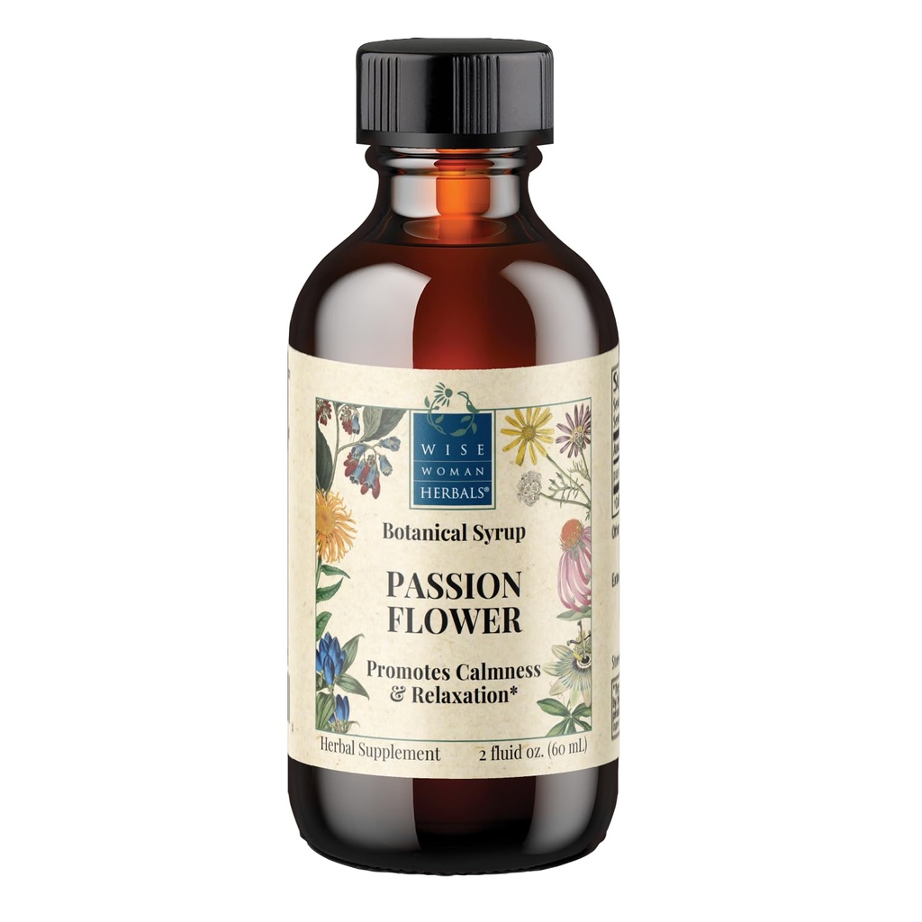 Wise Woman Herbals Passiebloem Botanische Stroop (voormalig Solid Extract) 4:1, Alcoholvrije extra sterkte, slaaphulp, kalmeert spanning, ondersteunt kalm Mood & Rustvolle Slaap, Pure Non-GMO, 4 Fl Oz