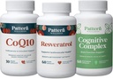 Pattern Wellness Healthy Aging Bundle - CoQ10, Resveratrol, Cognitive Complex - Promotes Timeless Health & Wellness - 3 Pack, All-Natural, Vegan-Friendly Formulas