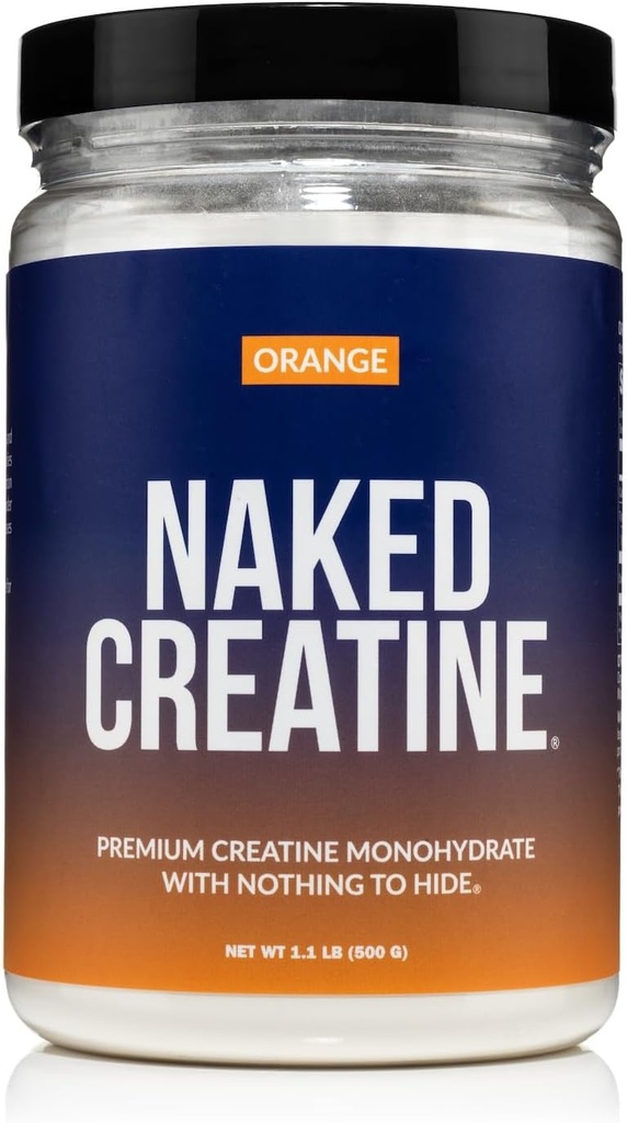 NAKED Pure micronized orange créatine monohydraté - 36 portions - 500 grammes, 1,1 lb en vrac, végétalien, non-OGM, sans gluten, sans soja.