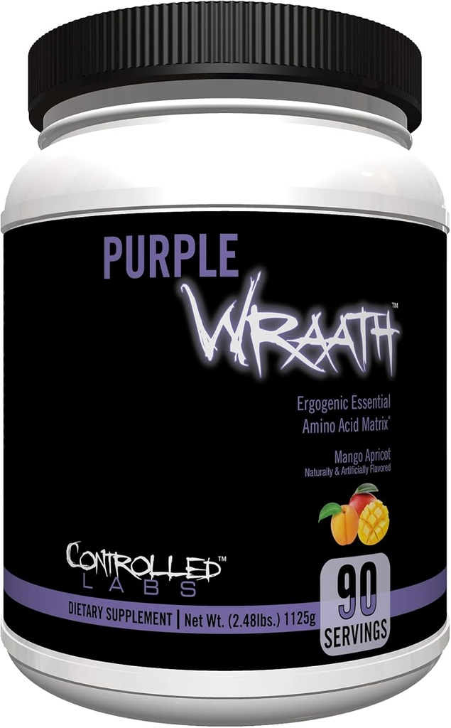 LABES CONTRÔLÉES Culturale pourpre, BCAA et supplément acide amino de l'EAA, avec poudre de mélange d'endurance intra-entraînement, endurance optimale, focus, et endurance (Mango Apricot, 90 portions)