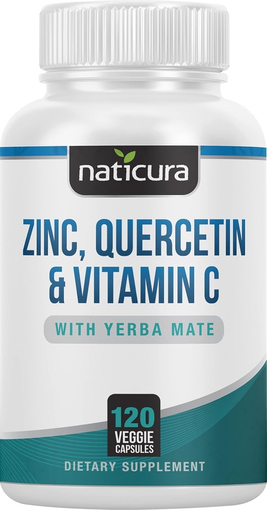 Zink quercetine met vitamine C en Yerba Mate - 4-in-1 Voedingssupplementen - 120 Veggie Capsules - Made in the USA