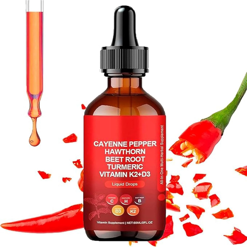 Aeluro Cayenne Drops, Aeluro Cayenne Pepper Extract, 60ml Cayenne Pepper Drops, Cayenne Pepper Liquid Drops Metabolisme Boost