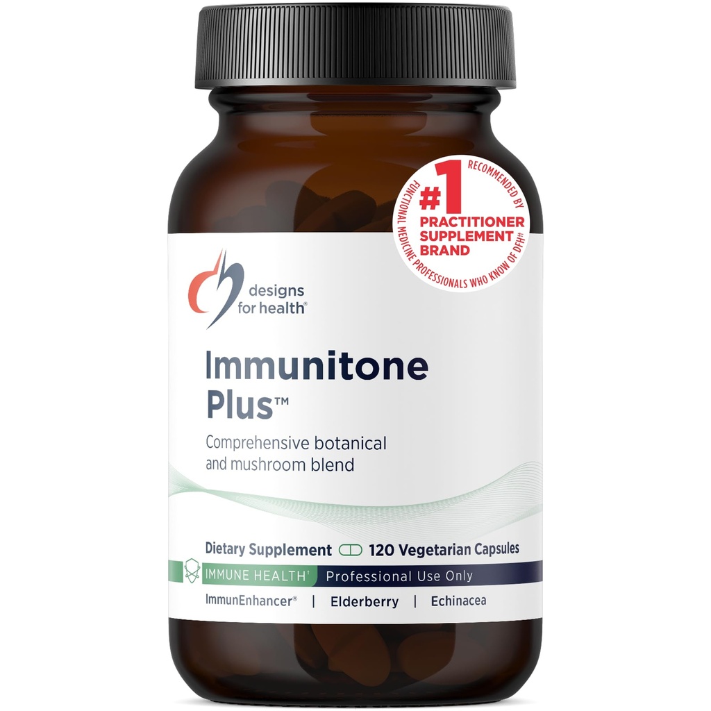 Designs for Health Herbal Immune Support with Paddestoelen, Echinacea, Green Tea, Astragalus + Vlierbessen - Immunitone Plus Pillen - Non-GMO Supplement (120 Capsules)