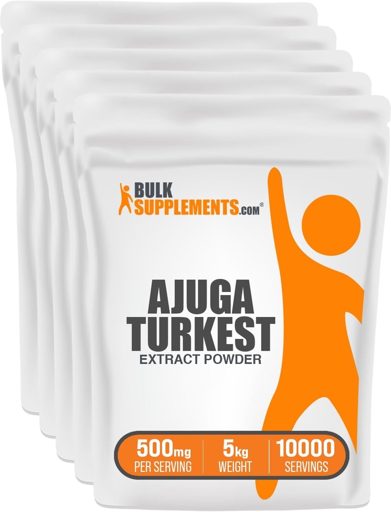 BulkSupplements.com Ajuga Turkest Extract Powder - Herbal Supplement Powder, Ajuga 500mg - Pure & Gluten Free, 500mg per Serving, 5kg (11 lbs) (Pack of 5)