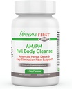 Greens First Full Body AM/PM Cleanse Supplement - for Natural Detox of Toxins - Full Intestinal & Constipatie Relief - Digestief Health Capsule - 20 Veggie Capsules
