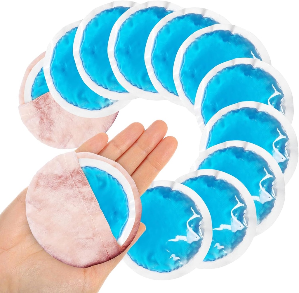 Kleine Ronde Ice Packs voor Verwondingen, 12 Pack Zachte Cosmetic Ice Packs voor Gezicht, Herbruikbare Hot Cold Gel Pack Circulaire Koude Compress met 2 Wrap voor pijnverlichting, Tandpijn, Borstchirurgie, Wijsheid Tanden