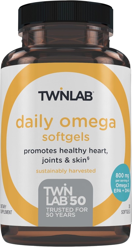 Twinlab Daily Omega Softgels - Joint Health and Brain Health Visolie Supplementen - 800 mg, 30 Softgels