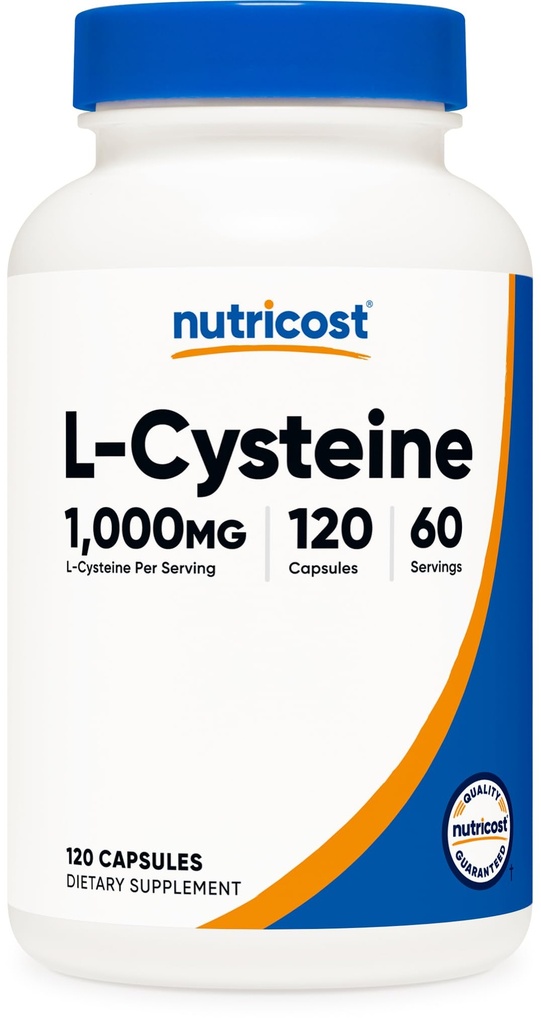 Nutricost L-Cysteine 1000mg, 120 Capsules - Non-GMO, Glutenvrije Supplement, 500mg per capsule
