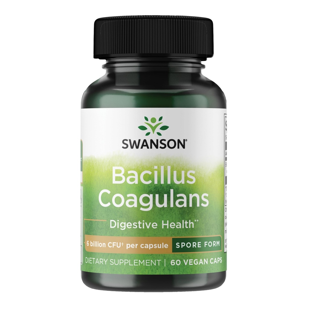 Swanson Bacillus Coagulans Spore-Form Probiotic for Adults Seeking Shelf-Stable Digestieve Ondersteuning met 6 miljard CFU - Acid-Resistant (60 Vegan Capsules)