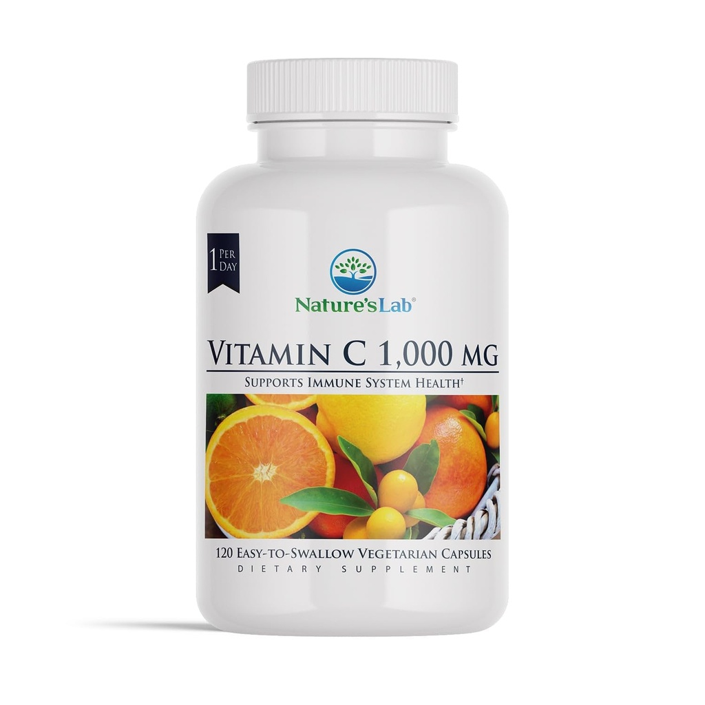 Nature's Lab Vitamine C 1000mg Per Capsule -Ondersteunt de gezondheid van het immuunsysteem, 120 Telling (verpakking van 1)