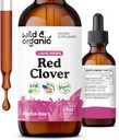 Wild & Organic Red Clover Extract Drops - Menopauze Supplements for Women - 600 mg Liquid Red Clover Tinctuur - 1-maand Supply - Trifolium Pratense Blossom - Sugar & Alcohol-Free - 2 oz